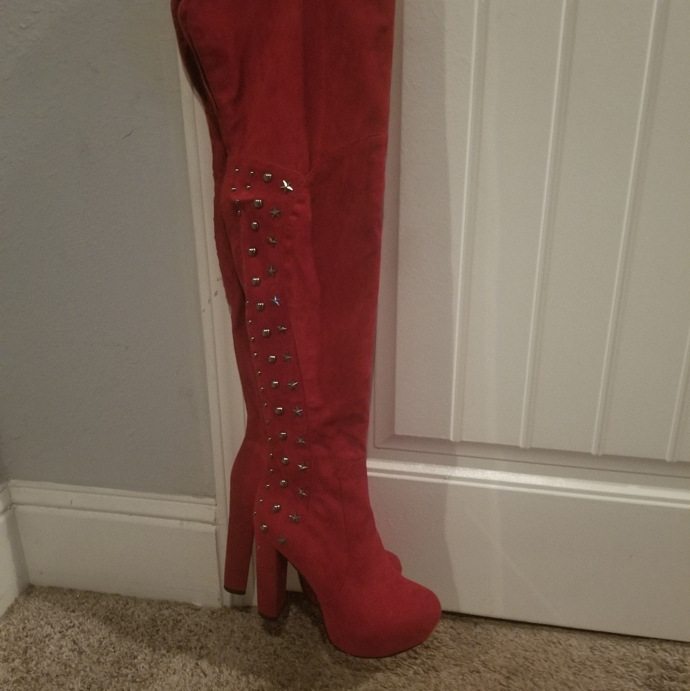 Faux Suede Thigh High Boots